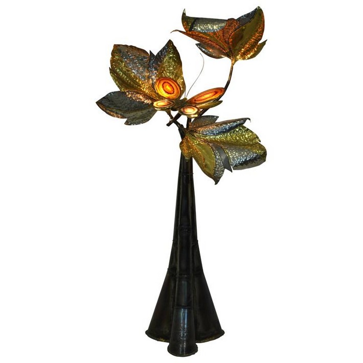 Brass and Agate Butterfly Floor Lamp
